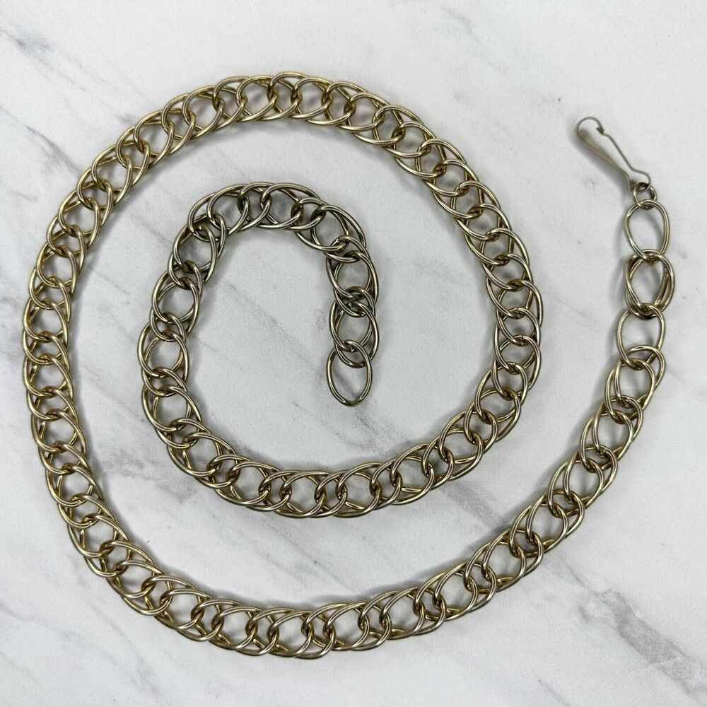 Womens Gold Tone Chain Link Belt Y2K Festival Style XS/Small (S) ✨